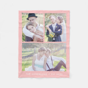 Moderne 3-Foto Collage Editable Farbe Fleecedecke