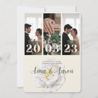 Moderne 3-Foto-Collage Elegante Hochzeitseinladung Einladung