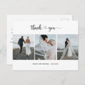 Moderne 3 Foto Collage Hochzeit danke Karte (Vorne/Hinten)