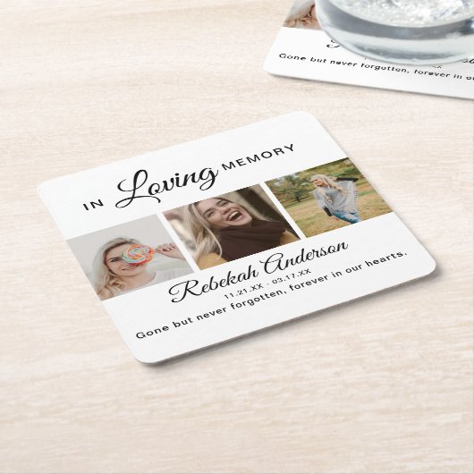 Moderne 3 Foto Collage Memorial Rechteckiger Pappuntersetzer (angewinkelt)