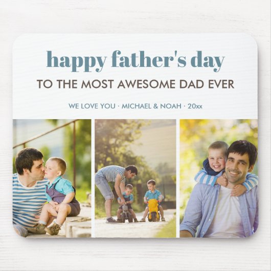 Moderne 3 Foto Collage Vathers Day Mouse Pad Mousepad (Vorne)
