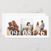Moderne 3 Foto Collage Wedding Save The Date (Vorne/Hinten)