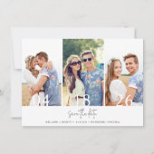 Moderne 3 Foto Collage Wedding Save The Date (Vorderseite)