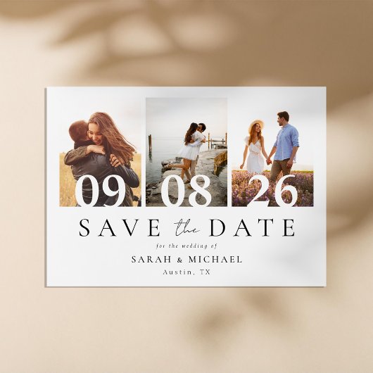 Moderne 3 Foto Collage Wedding Save The Date