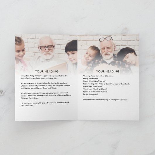 Moderne 3-Foto-Feier zum Life Program & Bio Programm (Innenseite)