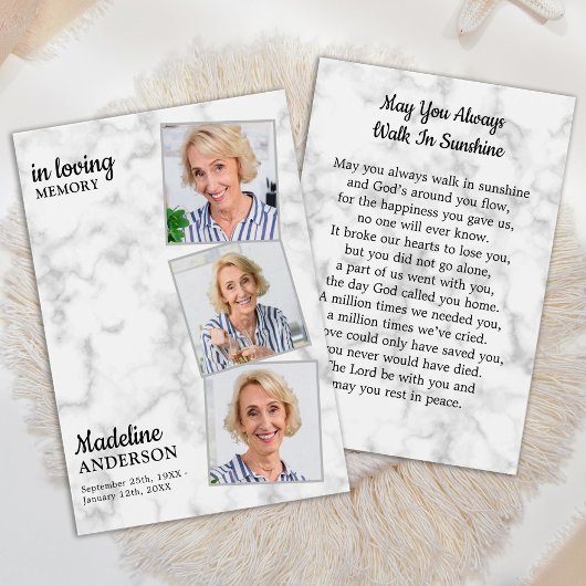 Moderne 3-Foto-Gedenkkarte