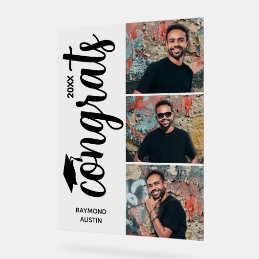 Moderne 3-Foto-Graduierungspartei Acrylschild (Winkel)