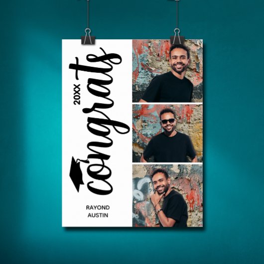 Moderne 3-Foto-Graduierungspartei Poster