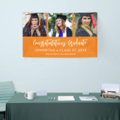Moderne 3 Foto Gratulation OrangeAbschlussfeier Banner (Messeveranstaltung)
