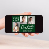 Moderne 3-Foto-Grüne Graduierungspartei Einladung