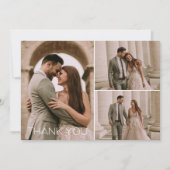 Moderne 3-Foto Hochzeit Vielen Dank Dankeskarte (Vorderseite)