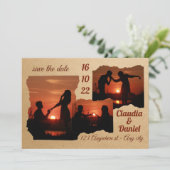Moderne 3-Foto-Hochzeitseinladung Einladung (Stehend Vorderseite)