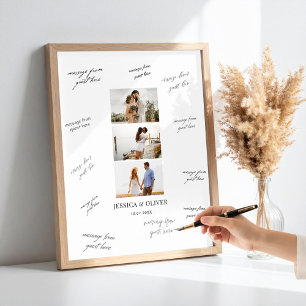 Moderne 3-Foto-Hochzeitsgästebuch-Unterschrift Poster