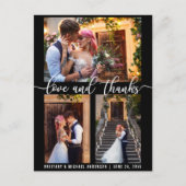 Moderne 3-Foto-Hochzeitsszene Liebe und Dankeschön Postkarte (Vorderseite)