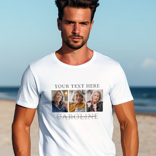 Moderne 3-Foto individuelle Text Trauerfeier-/Gede T-Shirt