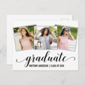 Moderne 3-Foto-Kalligrafie-Abschluss Ankündigung (Vorne/Hinten)