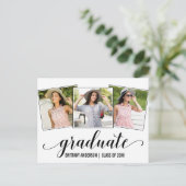 Moderne 3-Foto-Kalligrafie-Abschluss Ankündigung (Stehend Vorderseite)