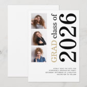 Moderne 3 Foto kühne 2025 Graduation Party Save The Date (Vorne/Hinten)