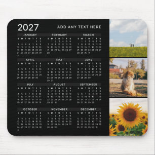 Moderne 3-Foto-Personalisierte 2027-Kalender Schwa Mousepad