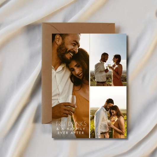 Moderne 3 Foto QR Code Weinkellerei Hochzeit Save The Date