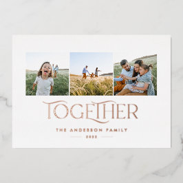 Moderne 3-Foto-Rosenfamilie zusammen Weihnachten Folien Feiertagskarte