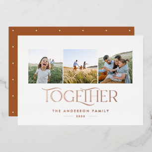 Moderne 3-Foto-Rost-Familie-zusammen-Christmas Folien Feiertagskarte