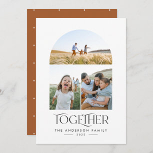 Moderne 3-Foto-Rostbogen mit Typografie