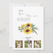 Moderne 3 Foto Sonnenblumen & Cotton Baby Dusche Einladung (Vorderseite)