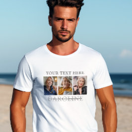 Moderne 3-Foto-Textbeerdigung/Gedenkfeier T-Shirt