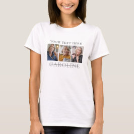 Moderne 3-Foto-Textbeerdigung/Gedenkfeier T-Shirt