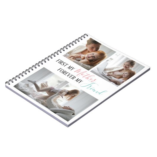 Moderne 3-FotoCollage | Mutter | Tochter Notizblock (Linke Seite)