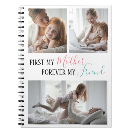 Moderne 3-FotoCollage | Mutter | Tochter Notizblock (Vorderseite)