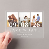 Moderne 3 Fotocollage Save the Date Hochzeit Acryleinladungen (Insitu (Handheld))