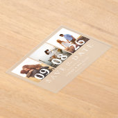 Moderne 3 Fotocollage Save the Date Hochzeit Acryleinladungen (Ablage )