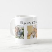 Moderne 3 FotoCollage Werden Sie meine Bridesmaid? Kaffeetasse (Vorderseite Links)