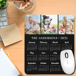 Moderne 3 Fotos 2025 Kalender Benutzerdefiniert 12 Mousepad