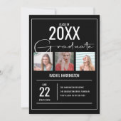 Moderne 3 Fotos Abschluss Einladung (Vorderseite)