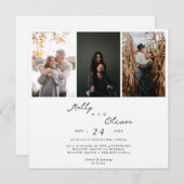 Moderne 3 Fotos Champagner Shimmer Hochzeit Einladung (Vorne/Hinten)