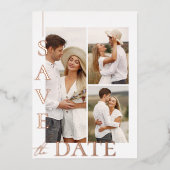 Moderne 3 Fotos Hochzeit speichern das Datum Folien Feiertagskarte (Vorderseite)