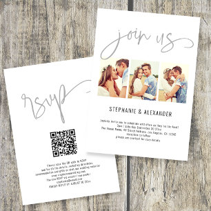 Moderne 3 Fotos Join Us Script Hochzeit Einladung