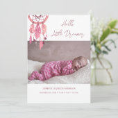 Moderne 3 Fotos Pink Girl Kleiner Dreamer Geburt Ankündigung (Stehend Vorderseite)