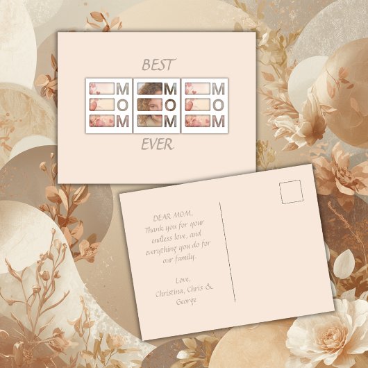 Moderne 3-Fotos-Raster-Geschenk zum Muttertag Postkarte