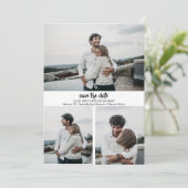 Moderne 3 Fotos Save the Date Einladung (Stehend Vorderseite)