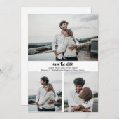 Moderne 3 Fotos Save the Date Einladung (Vorne/Hinten)