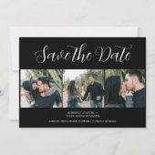 Moderne 3 Fotos schicke Drehbuch Schwarze Hochzeit Save The Date (Vorderseite)