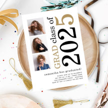 Moderne 3 Fotos Schwarzes Gold 2025 Weißer Abschlu