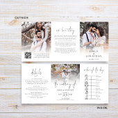 Moderne 3 Fotos überlagern QR-Code Zeitleiste Hoch Dreifach Gefaltete Einladung