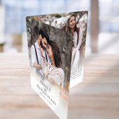 Moderne 3 Fotos überlagern QR-Code Zeitleiste Hoch Dreifach Gefaltete Einladung