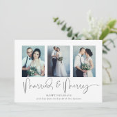 Moderne 3 Fotos Verheiratet Frohe Weihnachtskarte (Stehend Vorderseite)