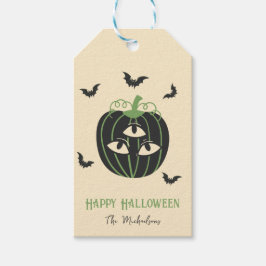 Moderne 3 Mit Augen Pumpkin and Bats Individuelle Geschenkanhänger